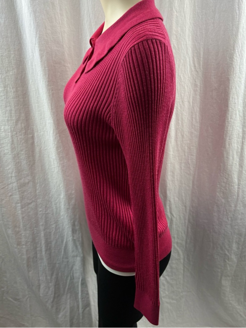 J.Crew Pink Ruffle-collar Ribbed Merino Wool Sweater M - Picture 5 of 11